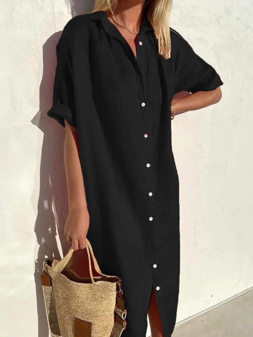 Women Elegant Casual Loose Short-Sleeved Maxi Dress