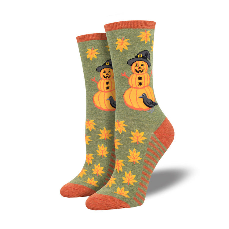 Calcetines de jacquard con calabazas divertidas y creativas para Halloween