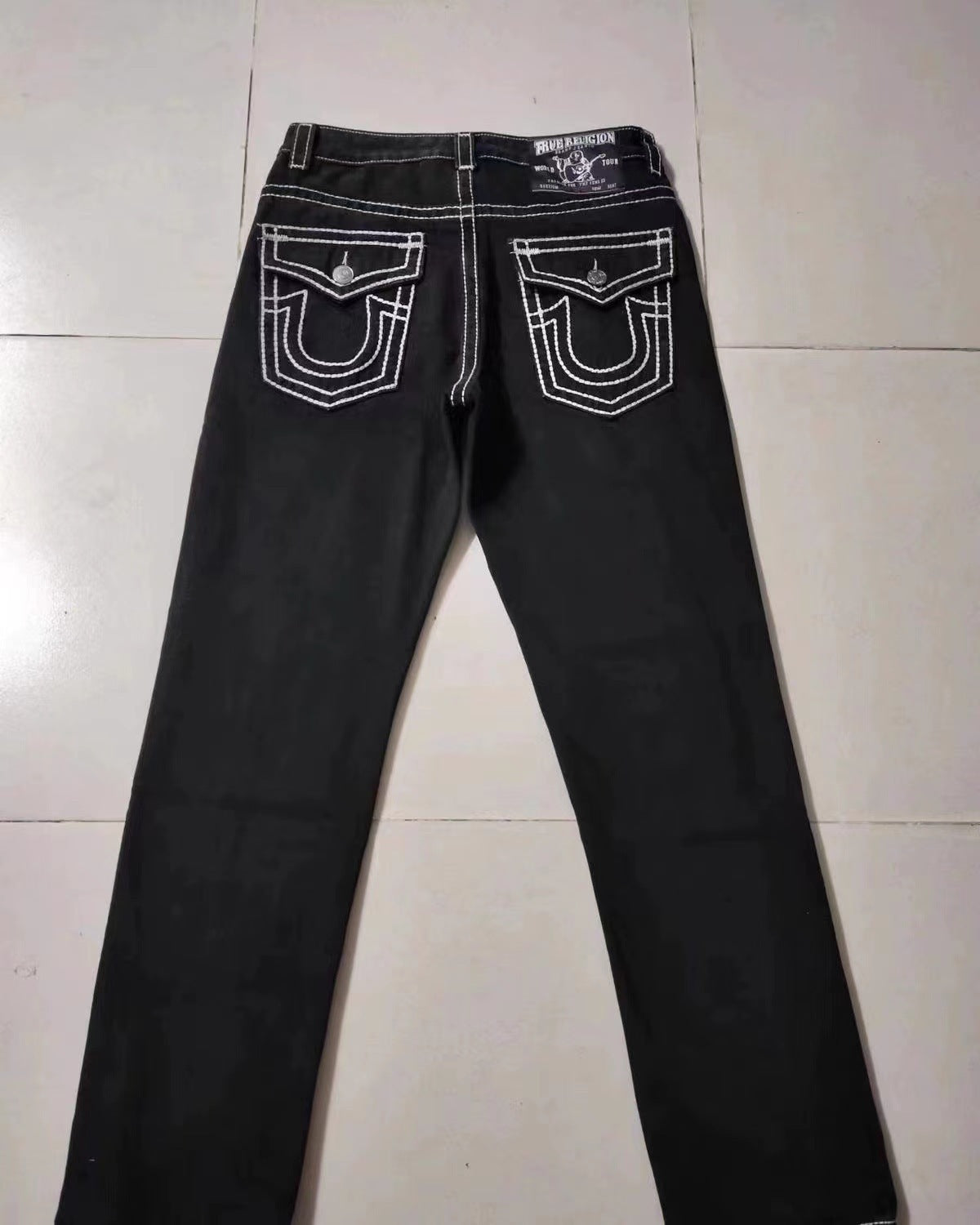 Vaqueros rectos de línea gruesa de moda casual para hombre