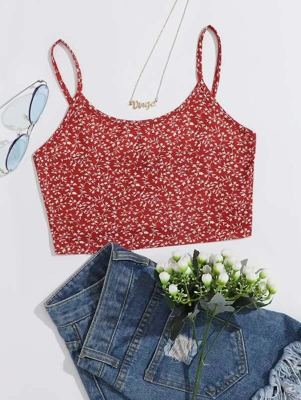 Women Fashion Sexy Printed Camisole Crop Top