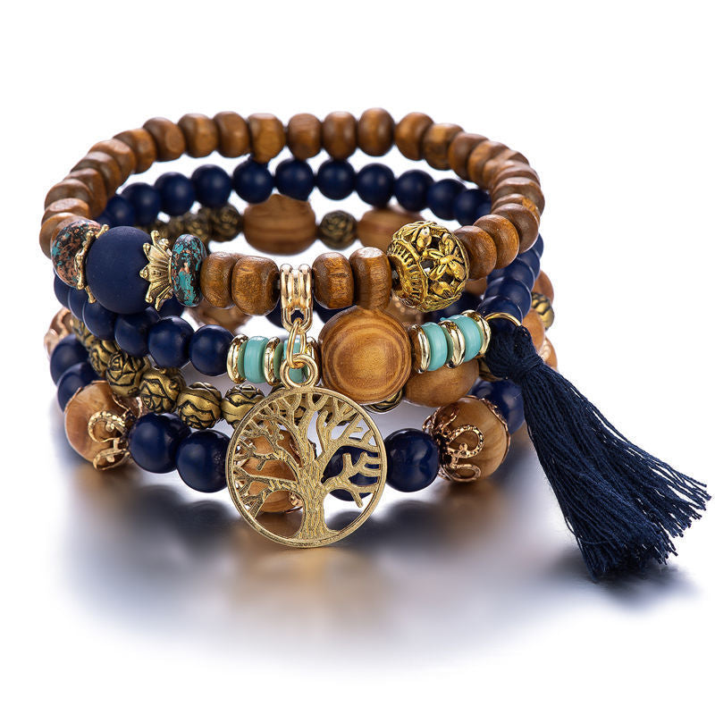 Bohemian Style Multi-Layer Wooden Beaded Bracelet
