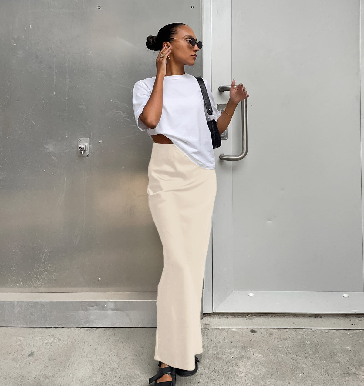 Women Fashion Solid Color Satin Slim Fit Skirt - Elegant and Comfortable