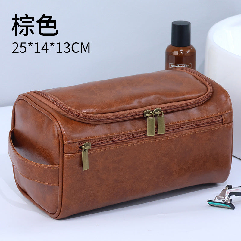 Bolsa de cosméticos de PU impermeable, portátil, de gran capacidad y de moda