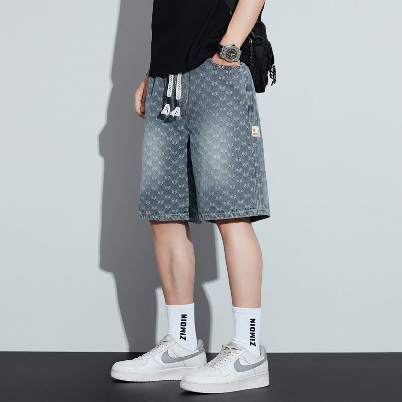 Pantalones cortos vaqueros casuales para hombre con estampado de mariposas y corte holgado