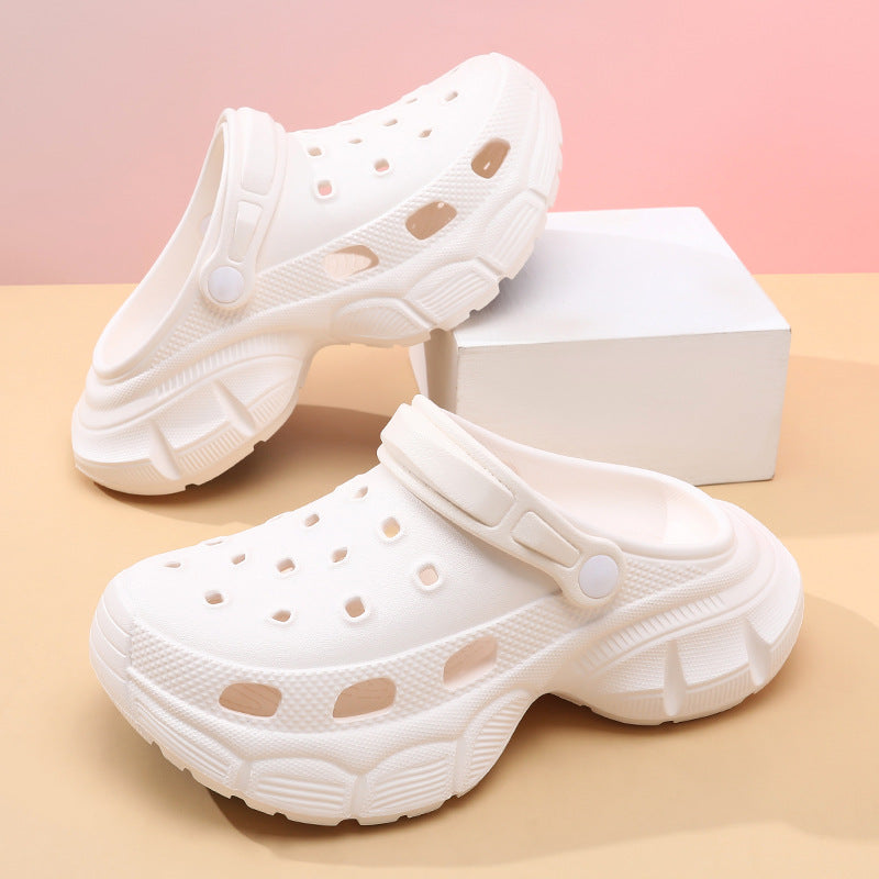 Zapatillas informales de suela gruesa con agujeros y suela gruesa para mujer