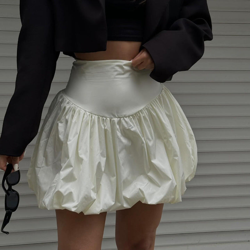 Minifalda de farol de color liso a la moda para mujer