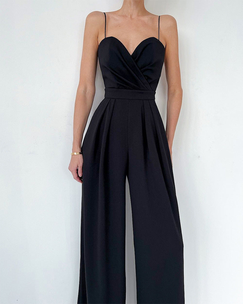Mono plisado elegante de color sólido a la moda para mujer