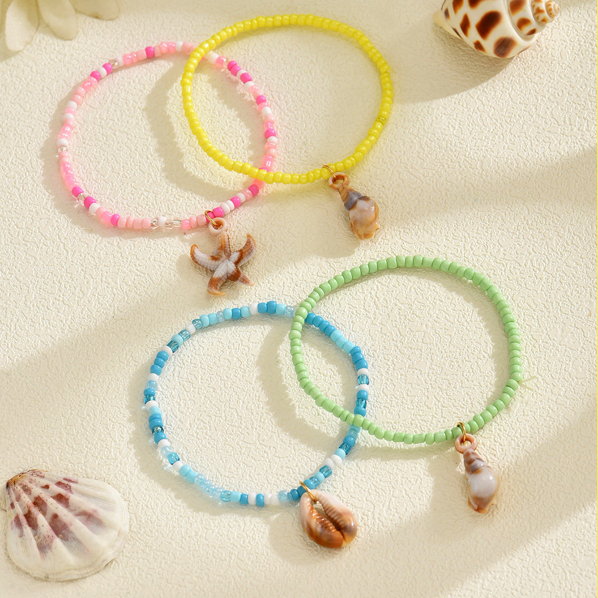 Multicolor Bohemian Mi Zhu Starfish Shell Sea Bracelet Set