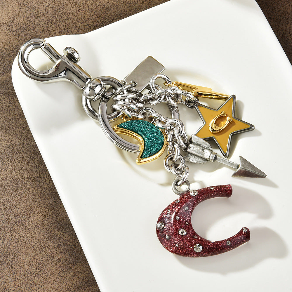 Cute Cartoon Alloy Moon Star Bag Pendant Keychain