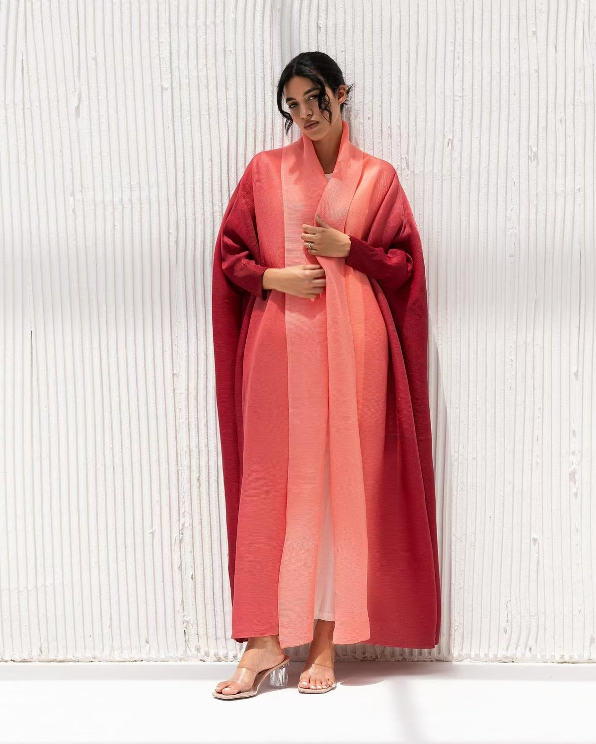 Women Fashion Casual Gradient Long Sleeve Robe Coat