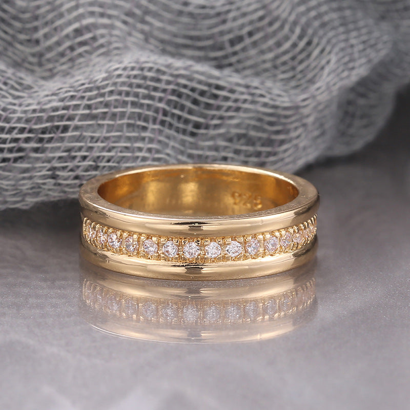 Anillo de aleación de circón simple para mujer, estilo geométrico unisex