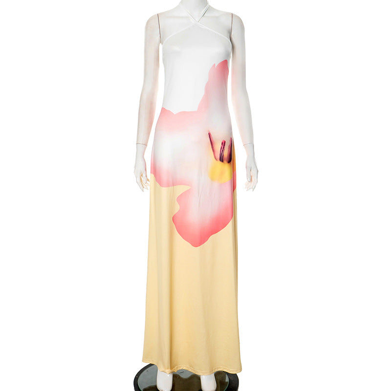 Robe moulante dos nu à imprimé floral pour femme
