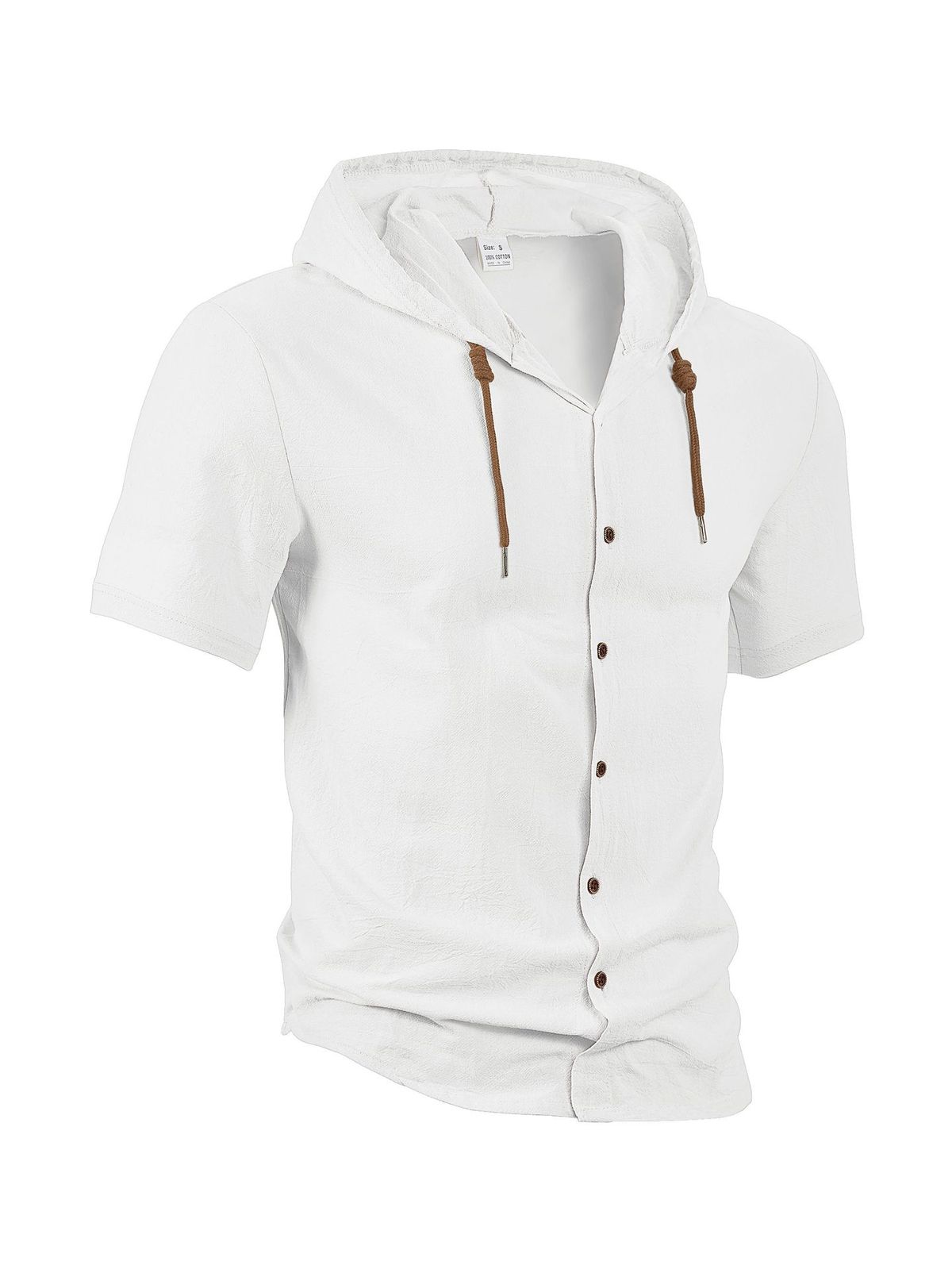 Sweat à capuche à manches courtes en coton et lin pour homme, style décontracté, tendance et polyvalent