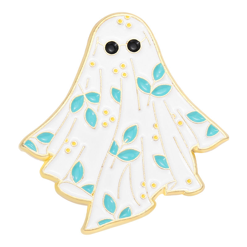 Cute Little Brooch Ghost White Metal Badge