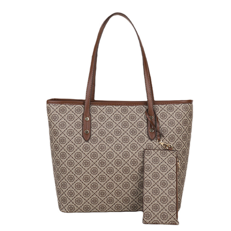 Sac fourre-tout vintage imprimé de grande capacité avec fermeture éclair