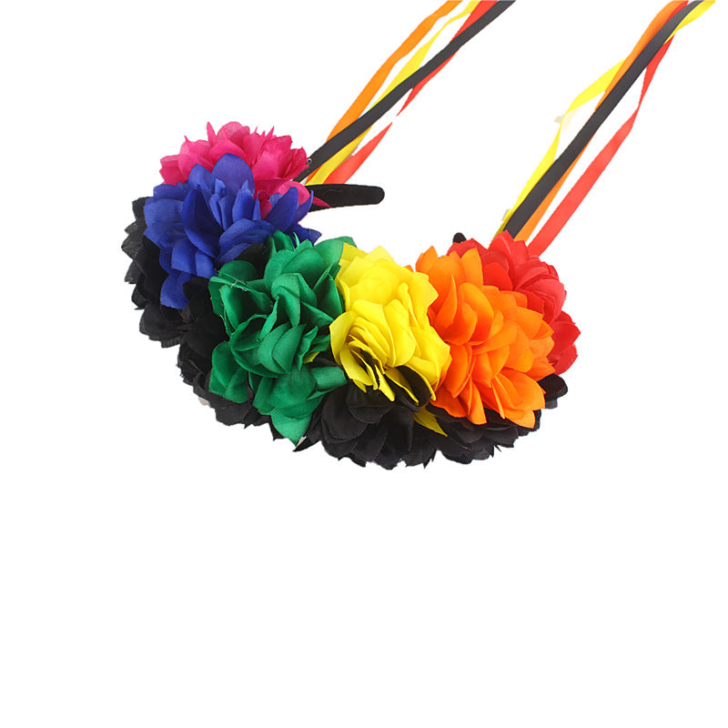 Serre-tête long à fleurs pour fête d'Halloween