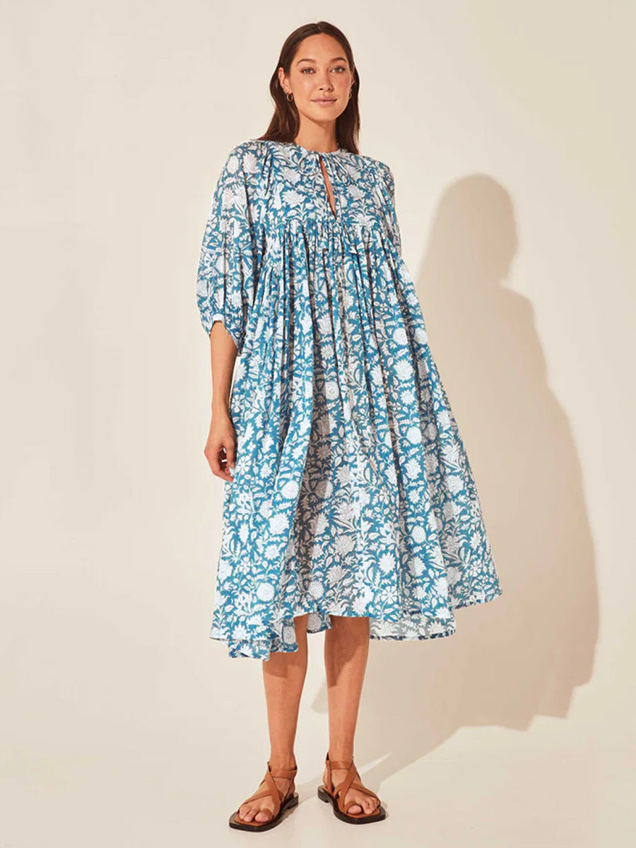 Summer Floral Print Women Loose Casual Boho Dress