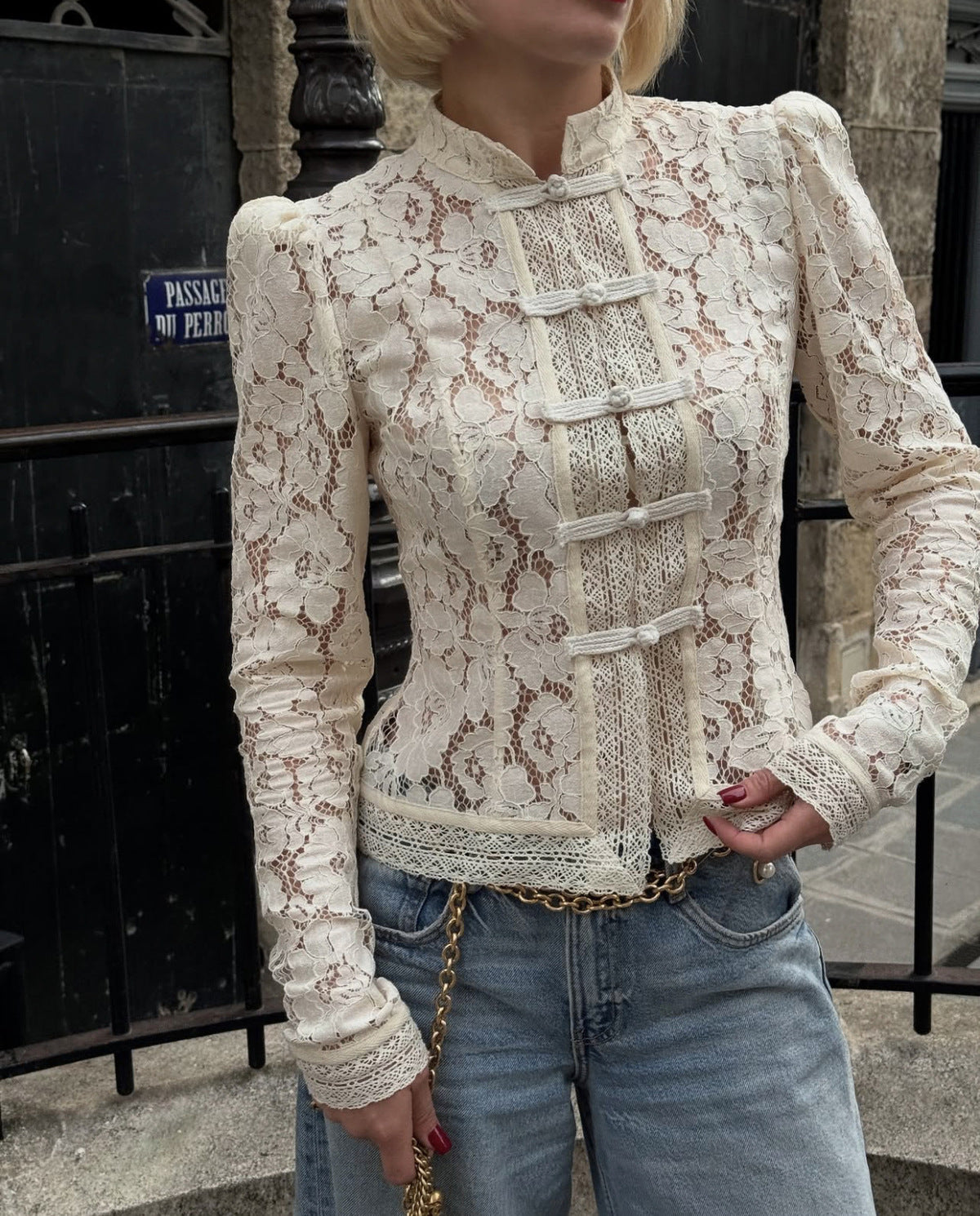 Summer Fashion Lace Crochet Slim-Fit Shirt Blouse