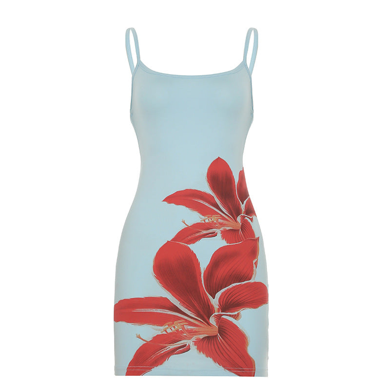 Vestido de tirantes con estampado floral a la moda para mujer