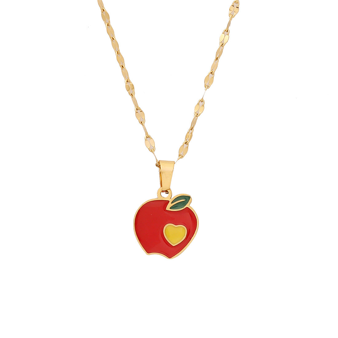 Collar con colgante de fruta de acero inoxidable para mujer, estilo encantador