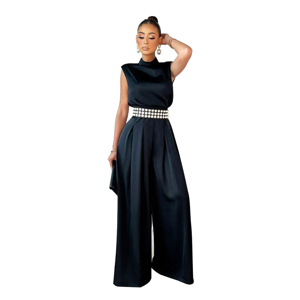 Women Fashion Solid Color Wide Leg Jumpsuits