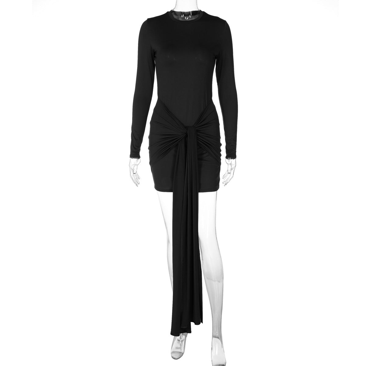 Women Sexy Bodycon Long Sleeve Dress in Solid Color