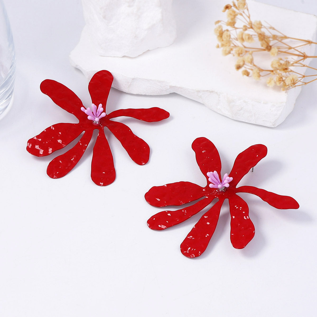 Personalized Exaggerated Metal Floral Earrings - Unique Flower Style Jewelry