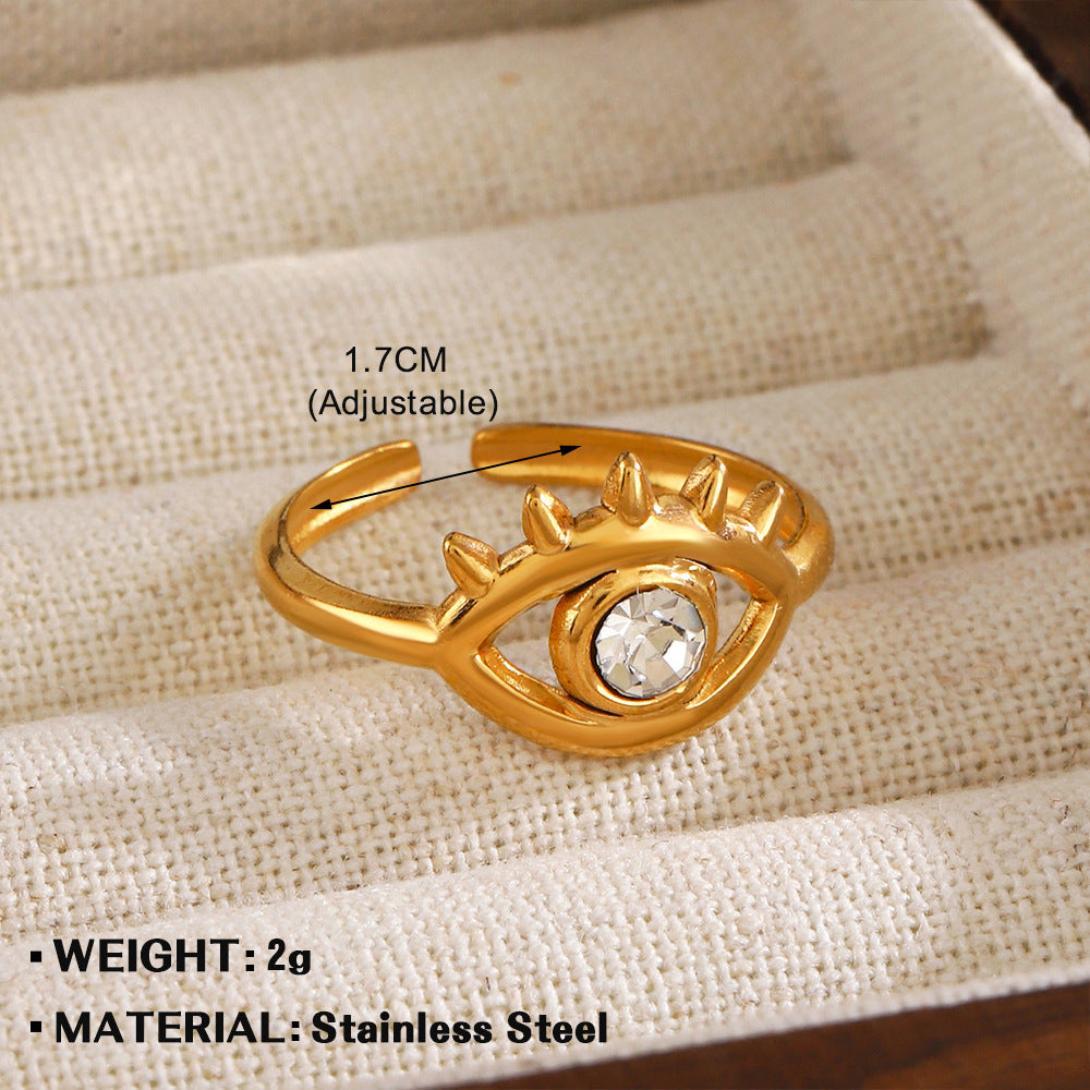 Anillo sencillo con incrustaciones de diamantes de imitación para mujer