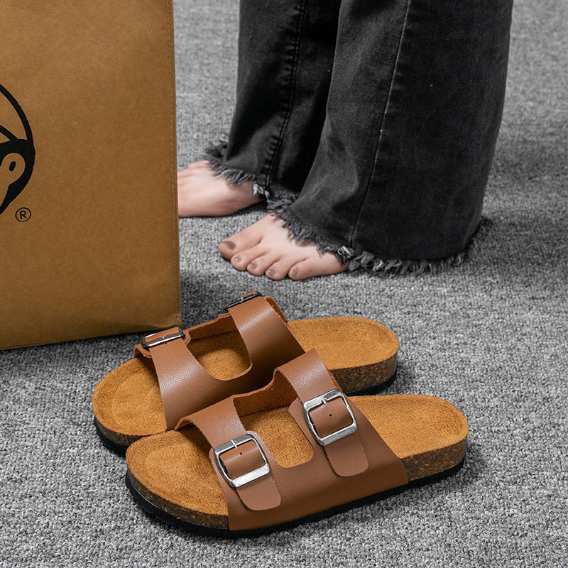Chaussons plats décontractés en liège pour femmes, chaussures plates confortables à enfiler