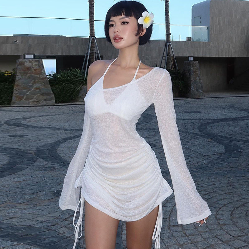 Cache-maillots de bain sexy à la mode pour femmes, couleur unie, perspective