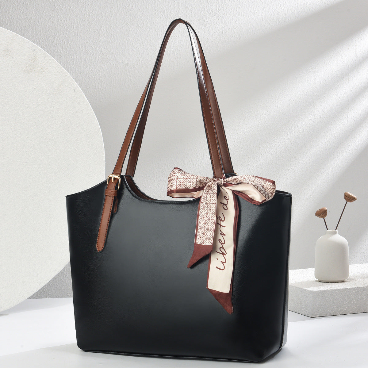 Women Vintage Oil Waxed Leather Tote Bag