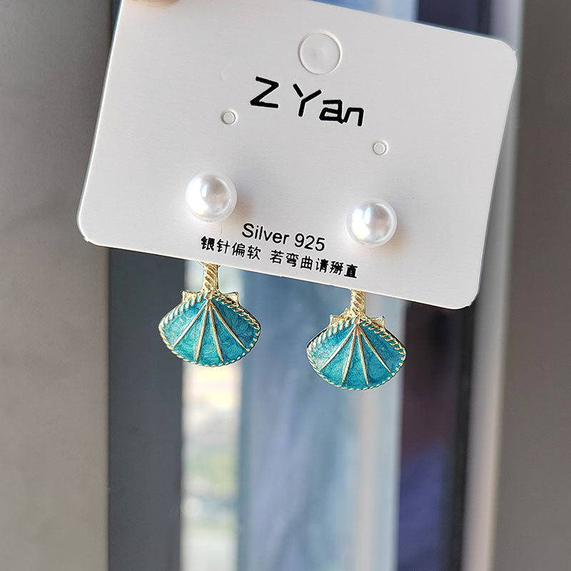 Fashion Pearl Shell Sea Earrings Steel Titanium
