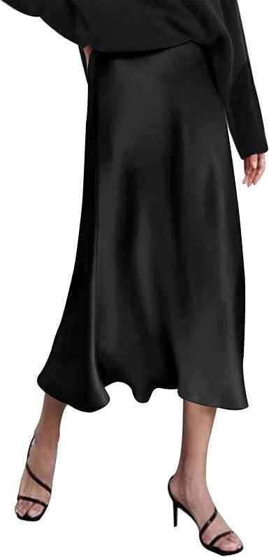 Women Fashion Elegant Solid Color Satin Fishtail Skirt