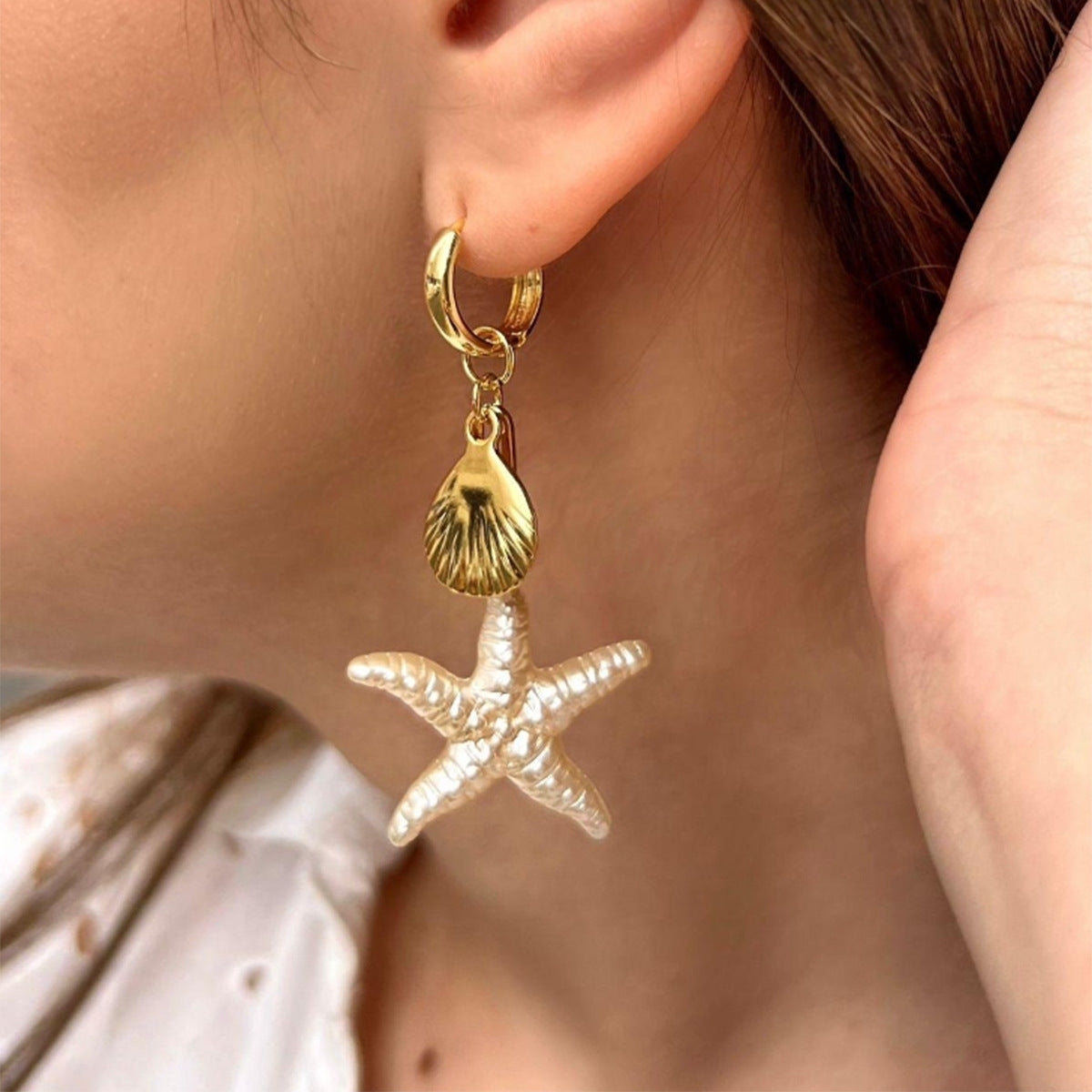 Ocean Holiday Style Alloy Starfish Sea Earrings
