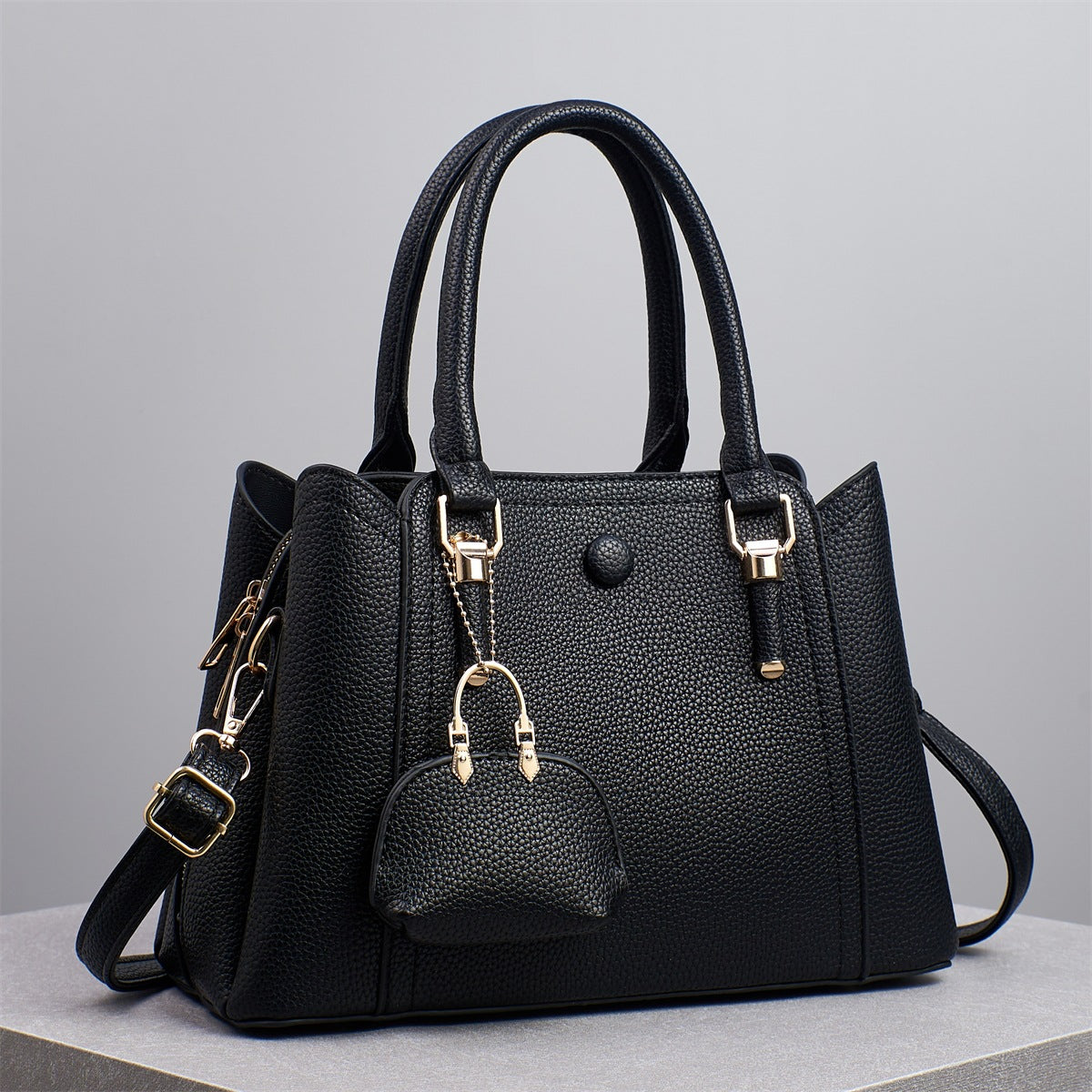 Bolso de mano informal de gran capacidad y color liso para mujer, con cierre de cremallera.