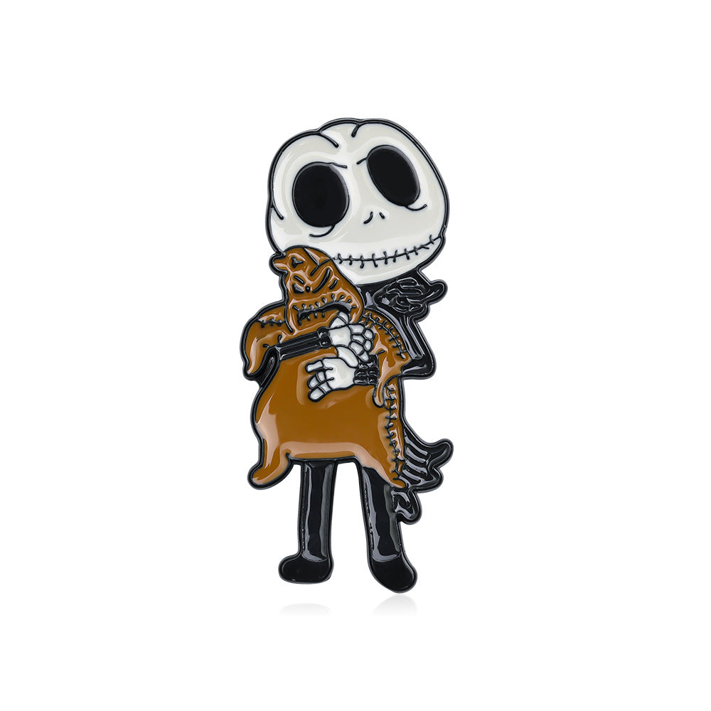 Broches en métal pour femmes, motif tête de mort, goutte d'huile, mode Halloween
