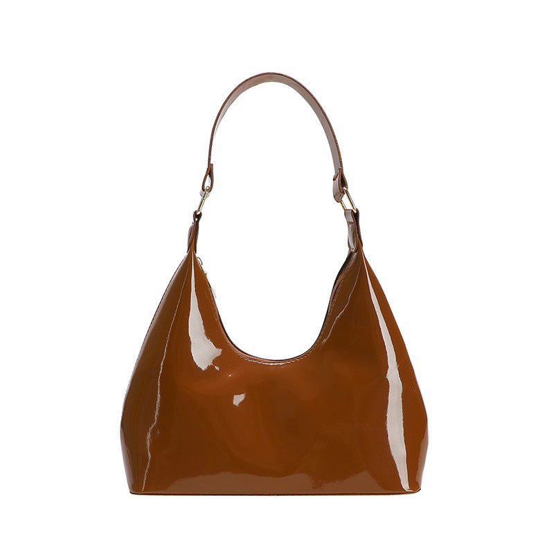 Simple Solid Color Retro Bright Underarm Bag