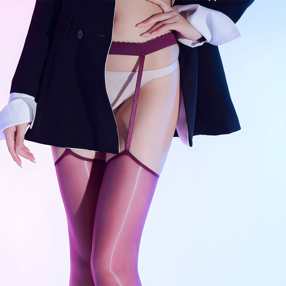 Seamless Nylon Long Tube Stockings with Solid Color Design