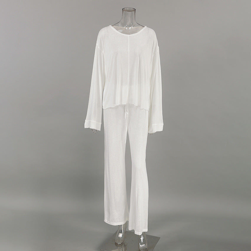 Women Casual Knitted Long Sleeve Pajama Set