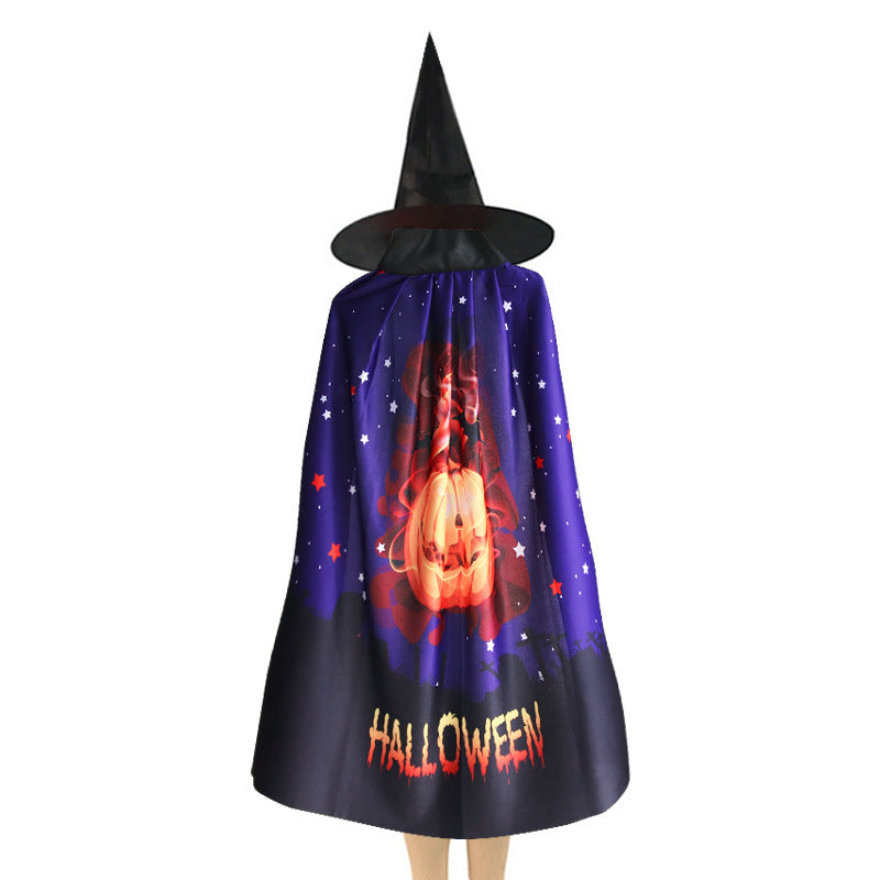 Halloween Digital Printing Pumpkin Ghost Pattern Cloak