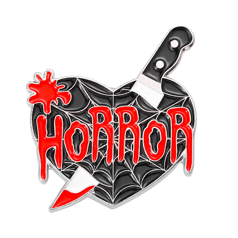 Broches en métal unisexes pour Halloween, motif livre sombre, cœur, chauve-souris, pierre tombale, bottes