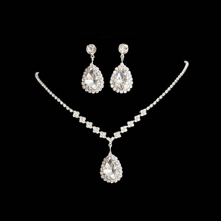 Women Fashion Elegant Simple Earrings Necklace Two-Piece Set