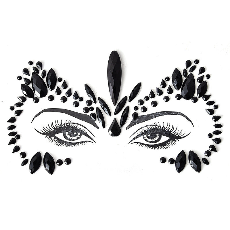Autocollant décoratif en résine et strass pour visage de carnaval d'Halloween
