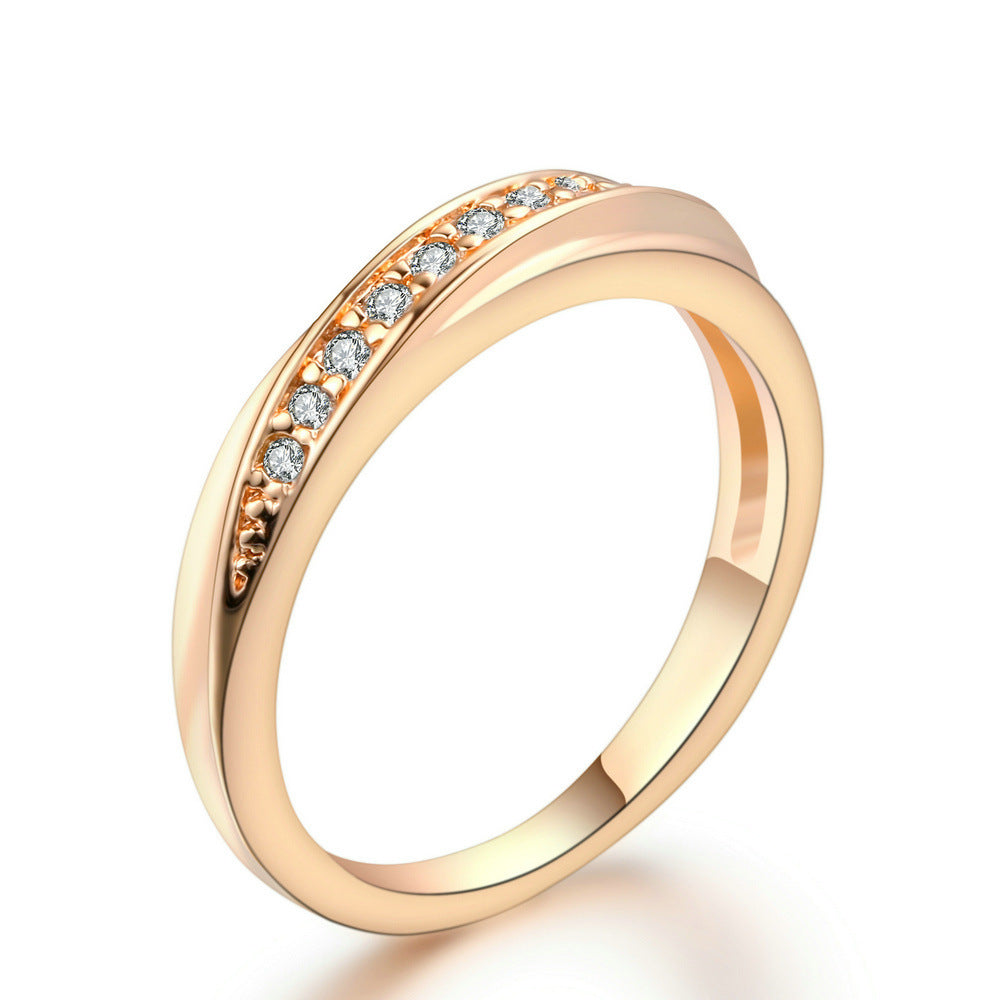 Anillo de circonita microincrustada simple de moda para mujer