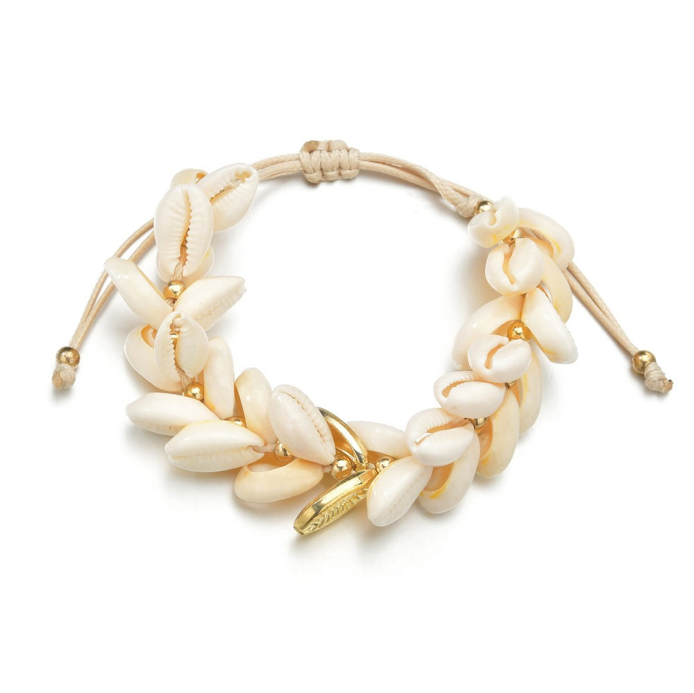 Women's Bohemian Shells Design Drawstring Bracelet