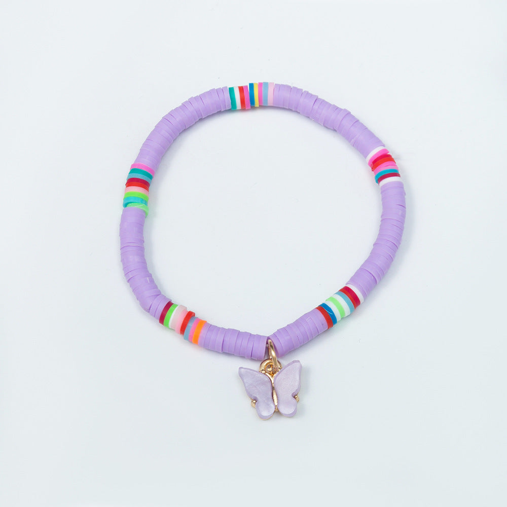 Bohemian Multicolor Butterfly Polymer Clay Bracelet