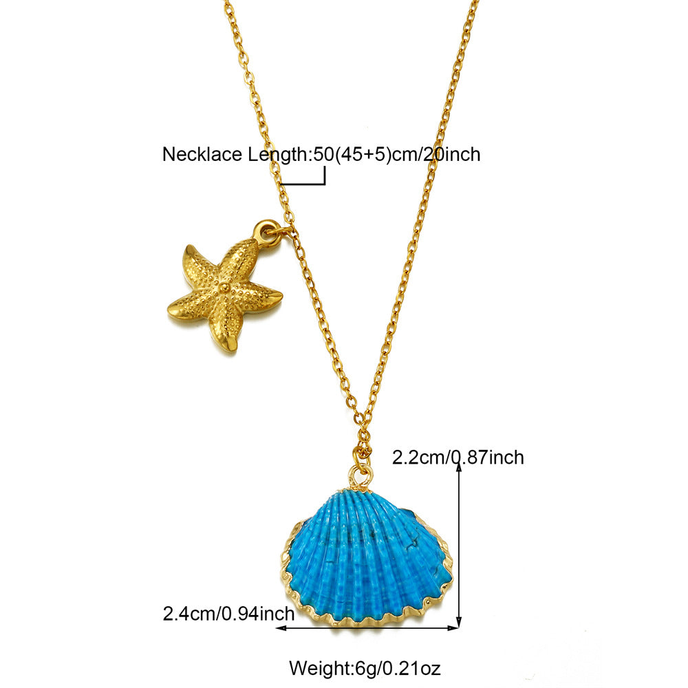 Summer Beach Vacation Shell Pendant Sea Necklace