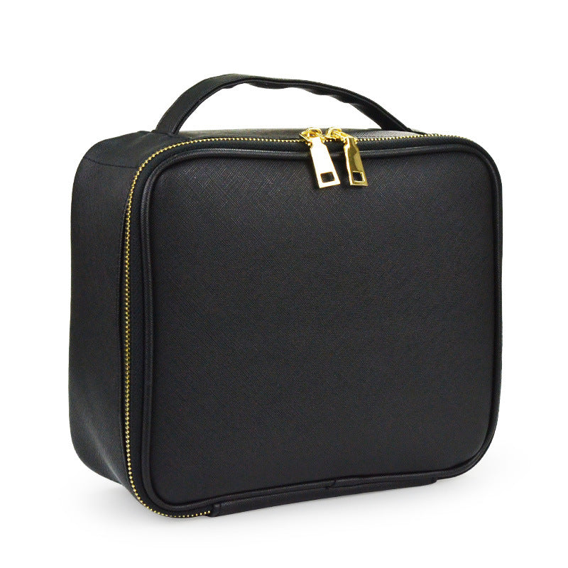 Bolsa de cosméticos de cuero sintético de moda - Portátil de gran capacidad