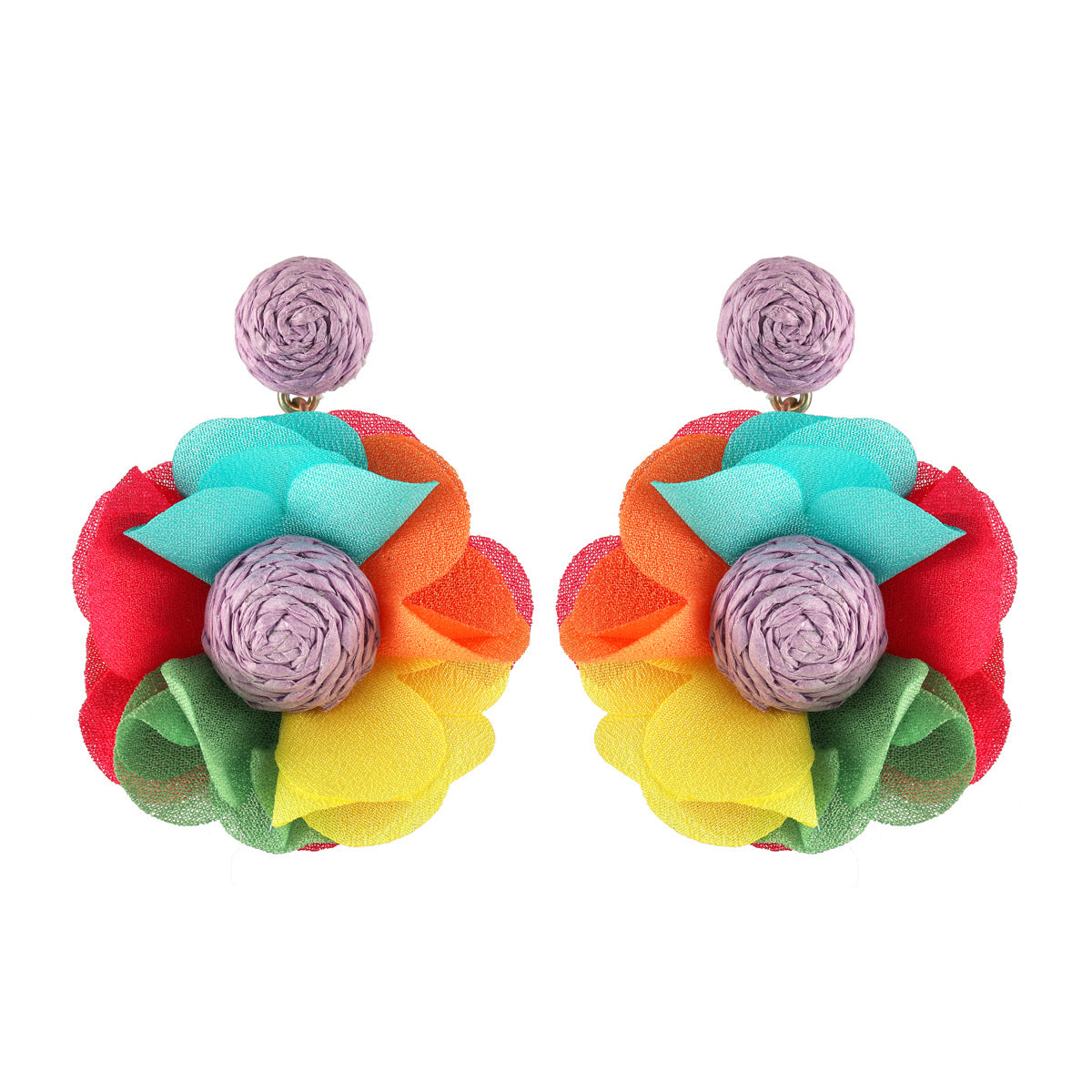 Pendientes florales multicolores de estilo bohemio festivo
