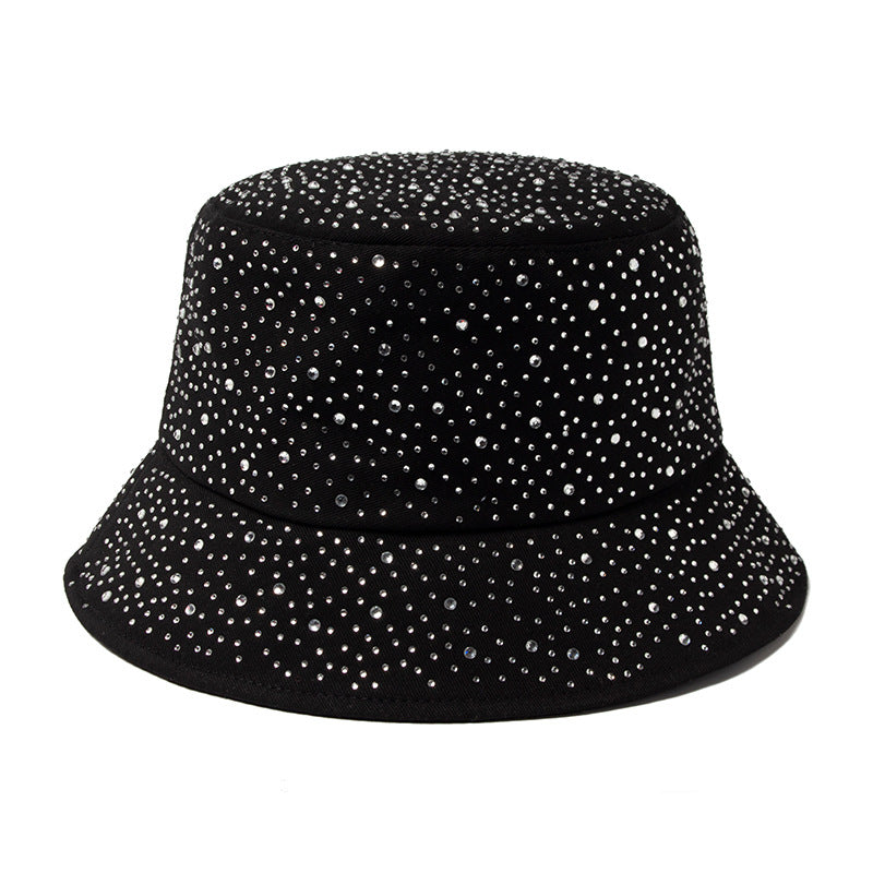 Women Simple Fashion Rhinestone Sunshade Bucket Hats